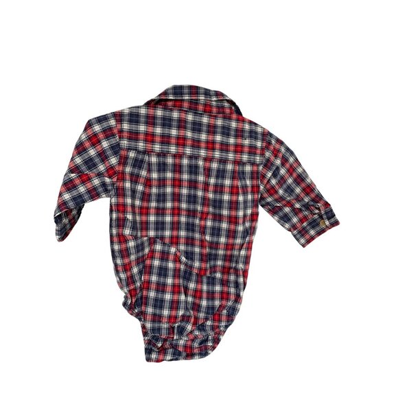 Oshkosh bgosh Boys Infant Baby Size 6 Months Blue Red Shirt Plaid Button Up 1 Pi - Picture 3 of 4